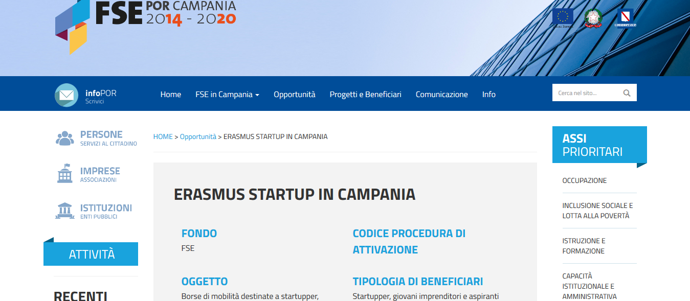 Erasmus startup Campania